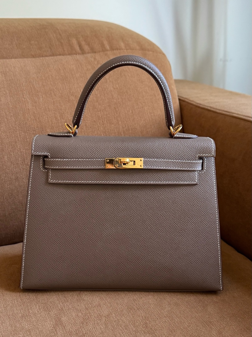 Hermes Kelly 28 (Etoupe/ghw) d stamp (25500)